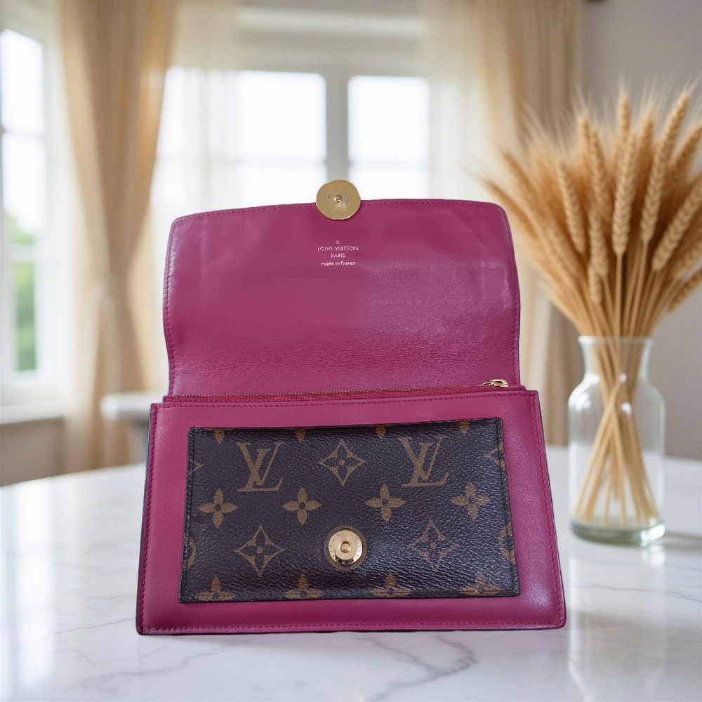 Louis Vuitton Flore Chain Wallet Monogram Fuchsia Pink Crossbody Clutch 2020 - Picture 11 of 17